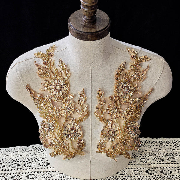 Handmade Crystal Floral Applique